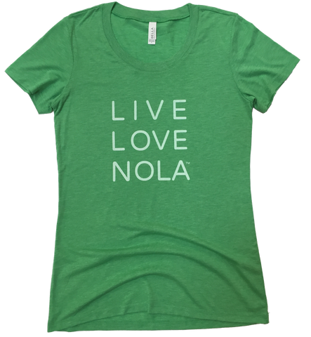 Live Love Nola Women's T shirt in Green