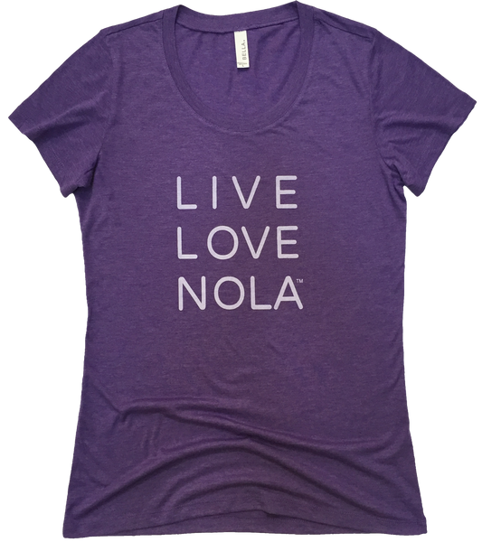 Live Love Nola Women's T shirt in Purple
