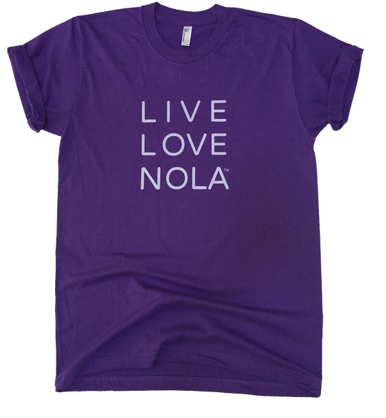 Live Love Nola Men's T shirt in Purple