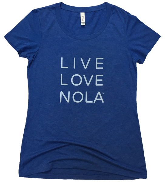 Live Love Nola Women's T shirt in Blue