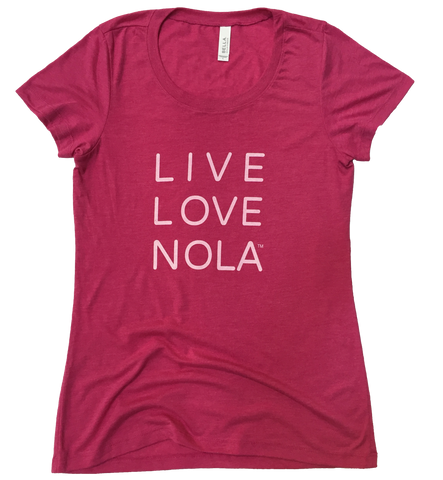 Live Love Nola Women's T shirt in Pink