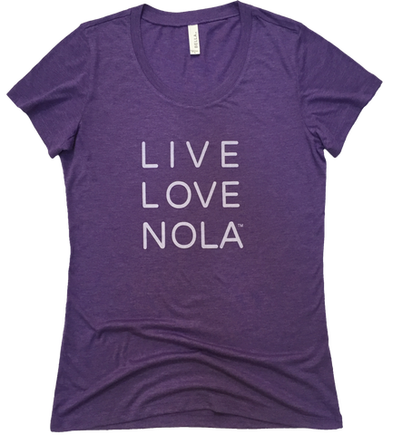 Live Love Nola Women's T shirt in Purple